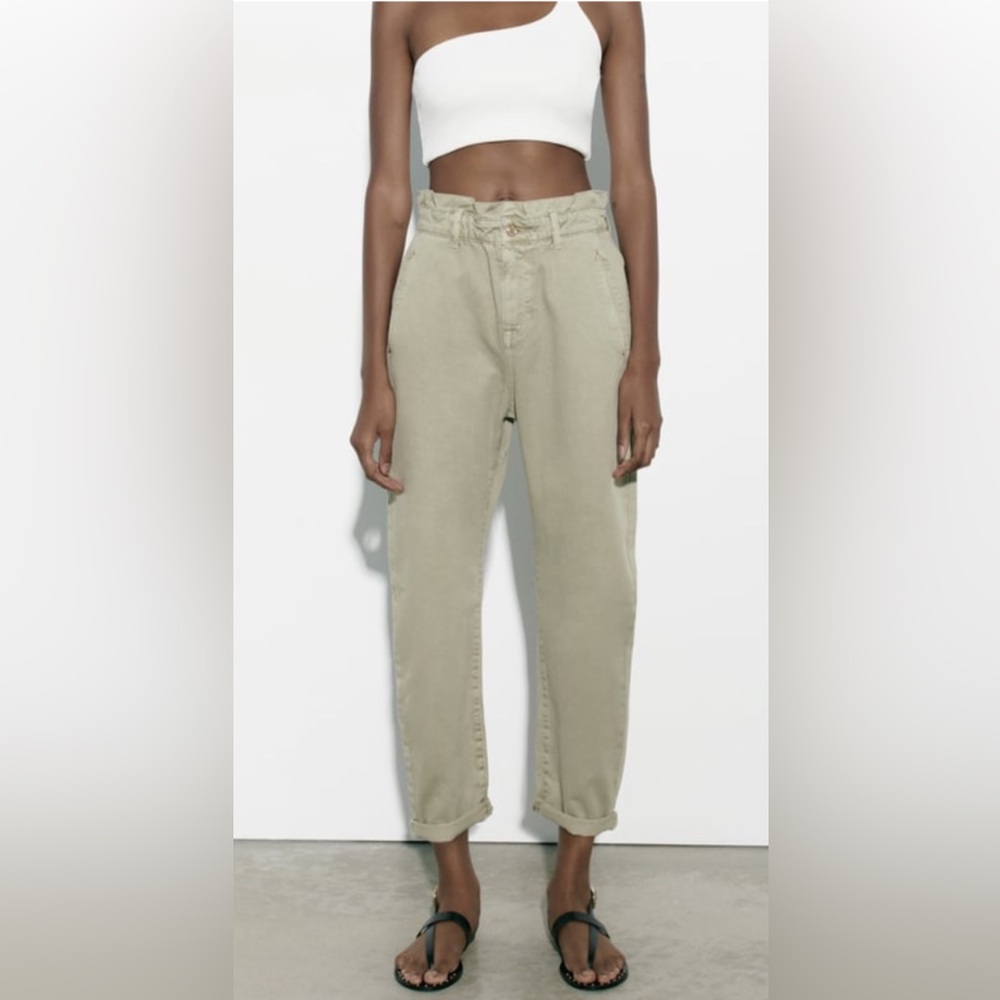 Zara women’s Army Green baggy barrel Pants